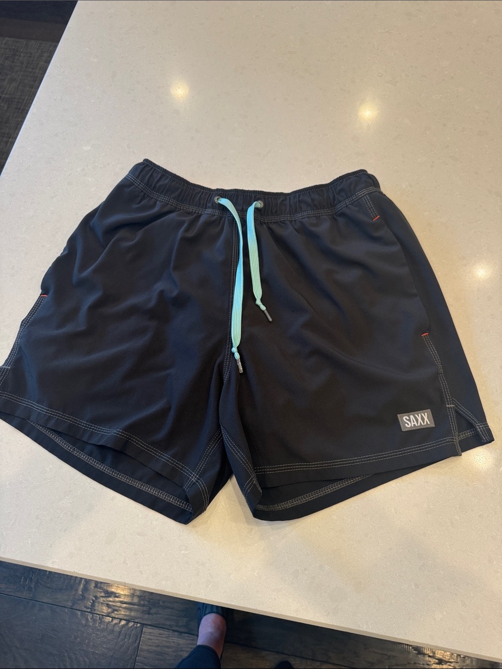 Saxx Black oh bouy 2n1 Shorts with drop temp cooling liner ballpark pouch.